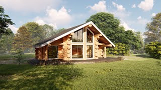 Log house design 13x9m  122sqm