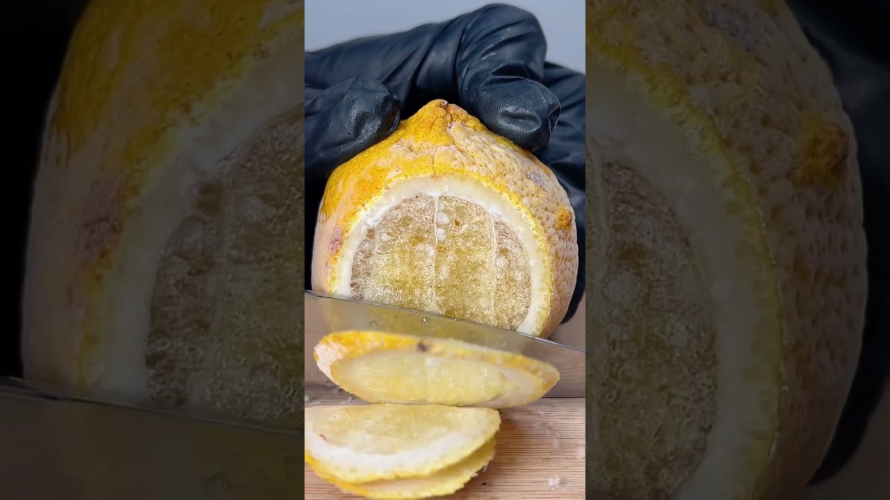 Unzip and cut frozen lemons