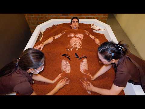 ASMR Buried Alive In Hot Japanese Volcanic Sand Bath 4 Hand Massage Scrub 