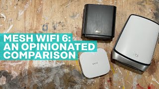 Comparing and contrasting leading WIFI 6 Whole Home Mesh Systems: Eero Pro 6 vs Orbi vs Asus AX XT8.