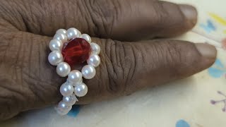 Pearl-Ruby ring//By Indiaknittingcompany 