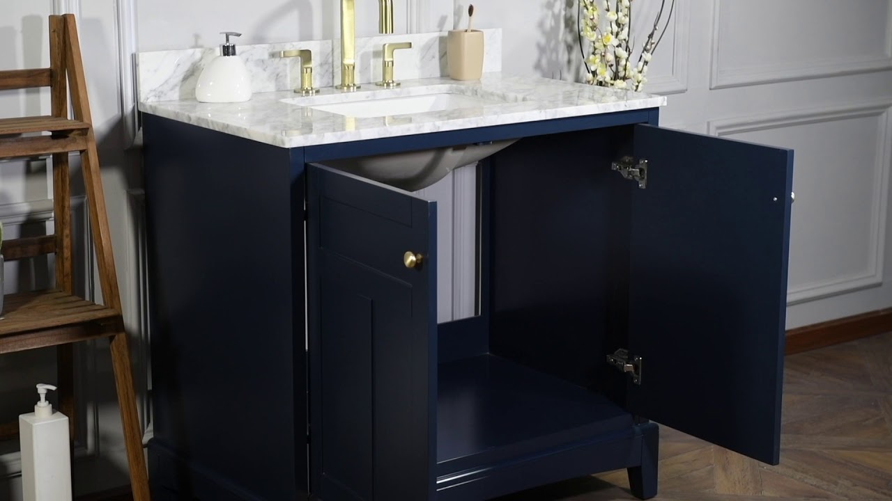 Rubeza 900mm Chorchoal Pergamum Bathroom Vanity Carrara Marble Top - Blue