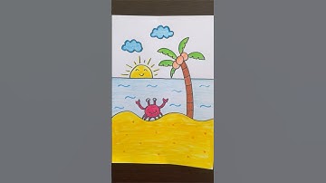 How to draw a beach scene #how#drawing #easy #kids #drawingforkids #beach #view