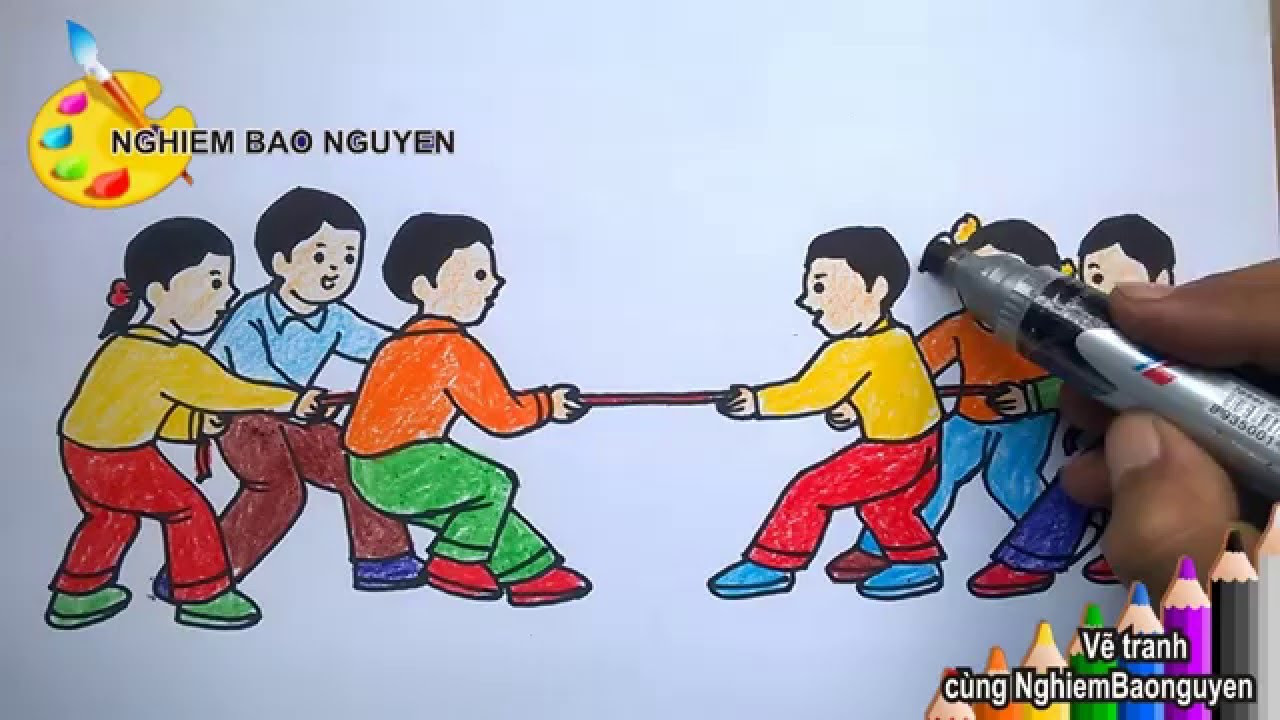 Vẽ tranh Kéo co/How to Draw Tug - youtube