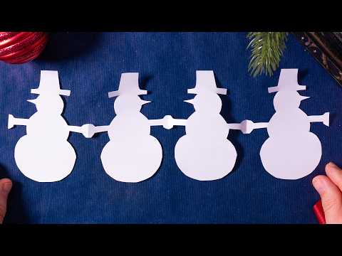 ☃️ Cómo Hacer una Guirnalda de Papel con Muñecos de Nieve para Año Nuevo – ¡Decoración de Invierno..