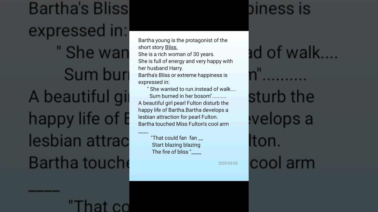 Bliss By Katherine Mansfield 