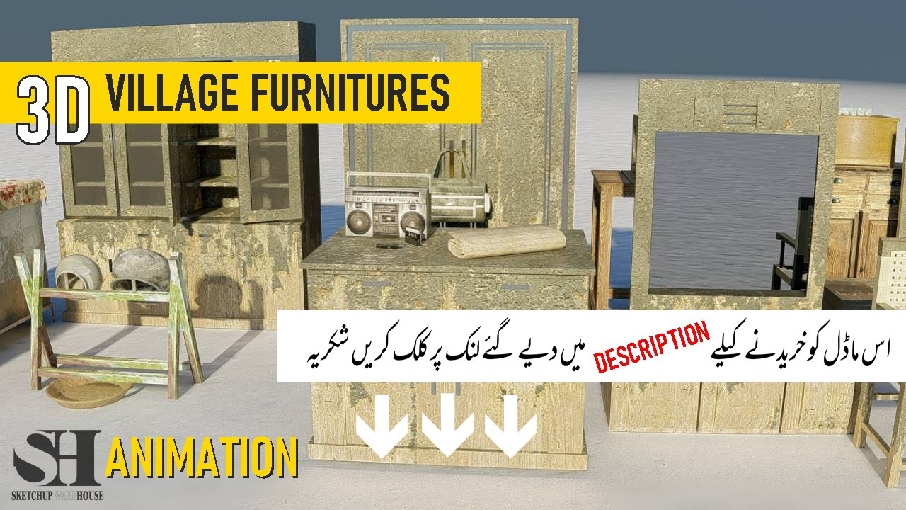 3D OLD VILLAGE FURNITURE DESIGN FOR SELL /// 3DS MAX 2023 // LUMION 12 / ANIMATION