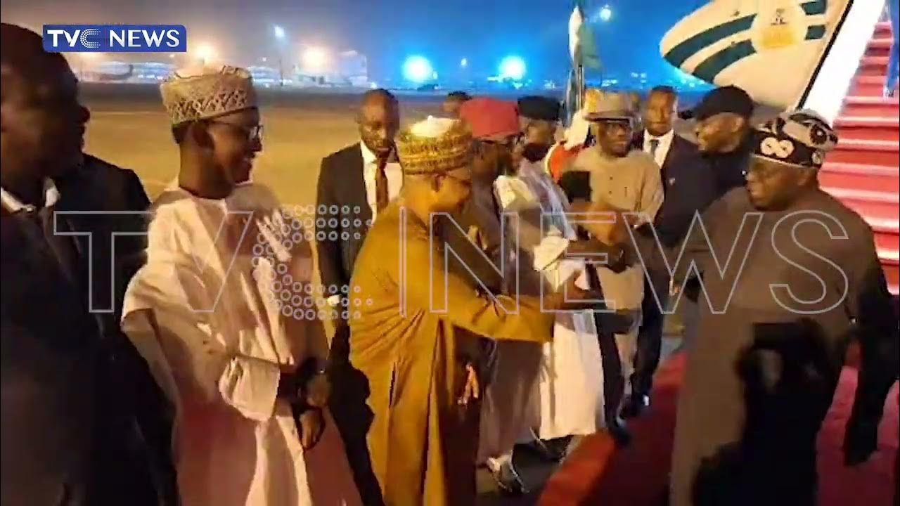WATCH: Moment President Tinubu Arrives In Abuja From France