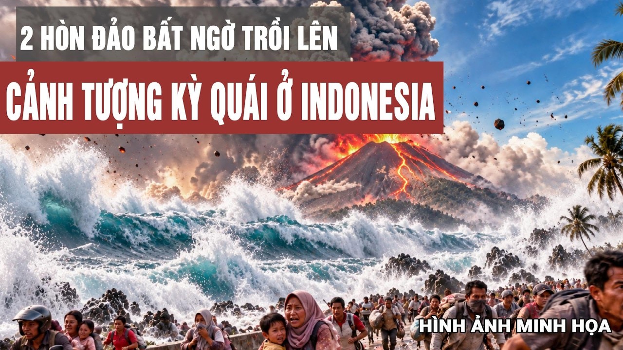 Hai hòn đảo “mọc” lên giữa biển sau núi lửa phun: Cảnh tượng kỳ quái ở Indonesia