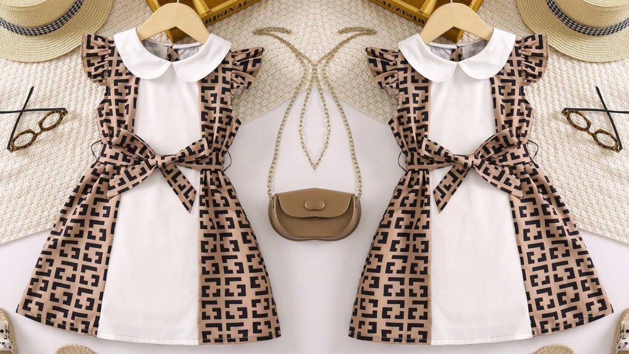 DIY Peter Pan Collar A-line Panel Belted Baby Frock | Easy Cutting and Stitching Tutorial