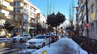 Walking on Ortaklar St. in Snowmelt | Sisli, Istanbul