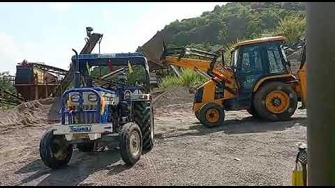 Jcb3dx Backhoe loading Cushing Stones in Tractor | Jcb3dx | Jcb backhoe | Swaraj Tractor | Jcb3dx