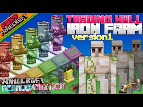 Thumbnail For TRADING HALL IRON FARM | Tutorial Guide | Minecraft Bedrock Edition Iron Farm Help (MCBE)