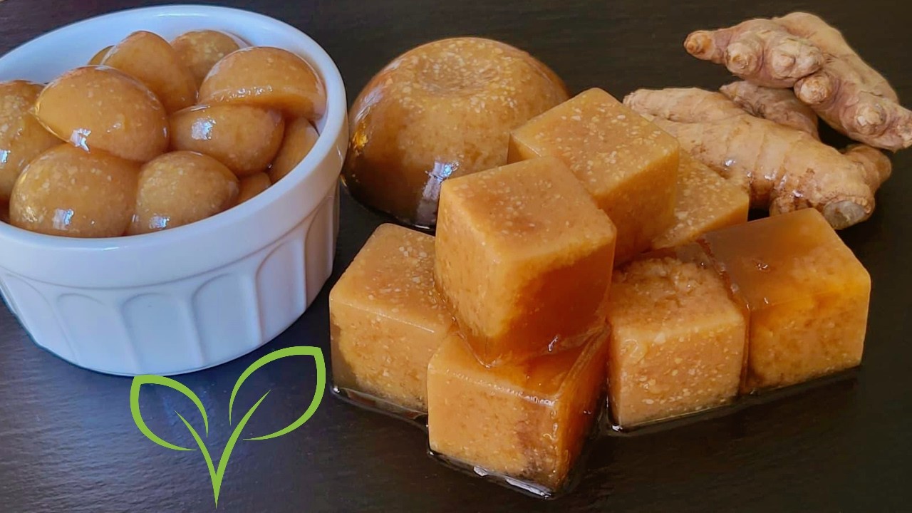 Brodo vegetale di miso in gelatina , vegan e umami