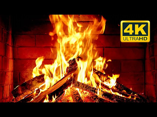 🔥 Cozy Fireplace 4K (12 HOURS). Fireplace with Crackling Fire Sounds. Fireplace Burning 4K class=