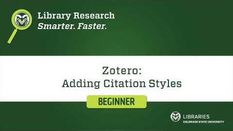 Zotero Basics - adding citation styles