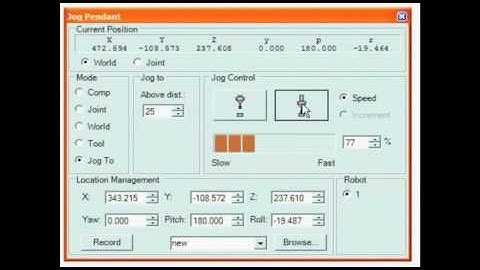 Adept - tutorial - using the virtual jog pendant.