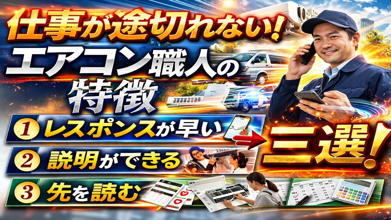 仕事が途切れないエアコン職人の特徴「３選」！！【かやましゃちょーのエアコン職人ちゃんねる】