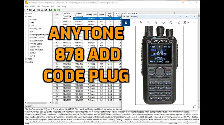 Anytone 878 Add a Codeplug