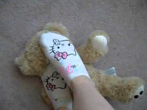 Mr. Patchy Bear gets flattened - cute ankle socks