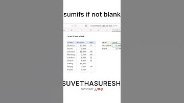 SUMIFS if not blank #excel #sumifs #sumif