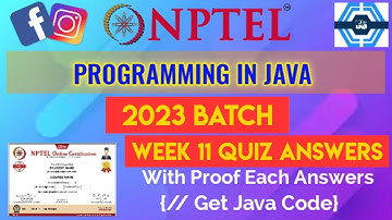 Programming In Java | Week 11 Answers 2023 | NPTEL | SWAYAM