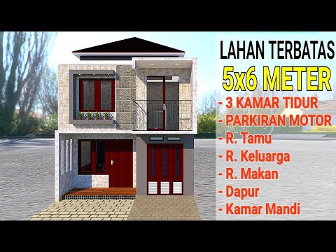 Desain Rumah 5x6 Meter 2 Lantai Dengan 3 Kamar Tidur