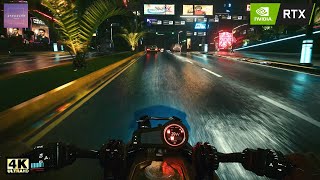 Cyberpunk 2077 Motorbike Driving Tour around the Night City | 4K Ultra Graphics - Realistic Driving