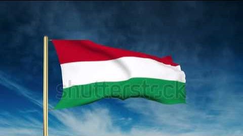 Hungary flag slider style. Waving in the wind with cloud background animation Stock video by
