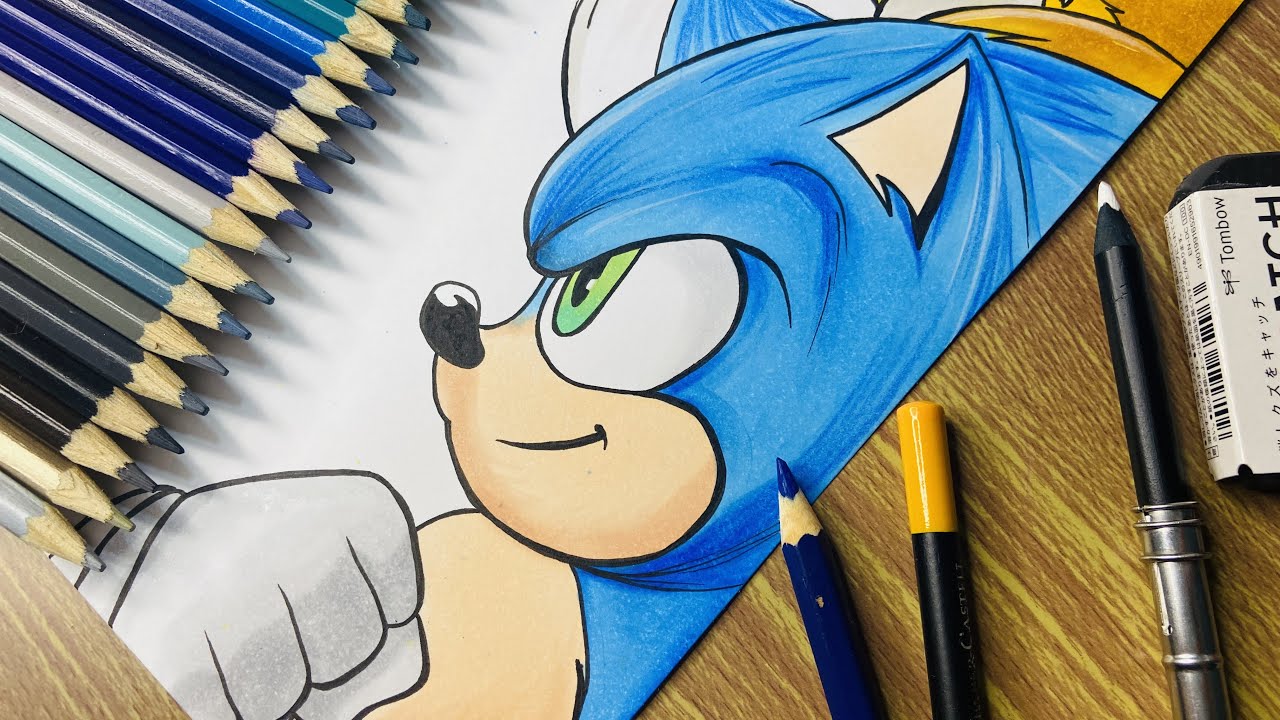 COMO DESENHAR O SONIC 2 DO FILME SONIC HEDGEHOG 2  how to draw sonic 2  from sonic hedgehog 2 movie 