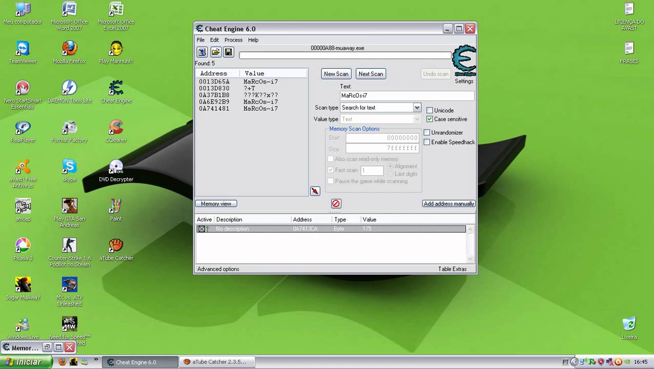 usando Cheat Engine no Muaway
