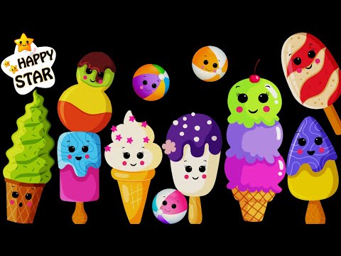 Ice Cream Dance Party - High Contrast Animation with Music - Baby Sensory