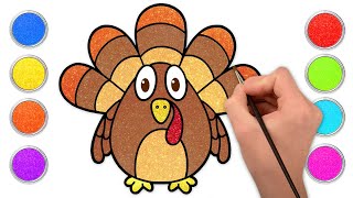 Thanksgiving Turkey Drawing Easy Painting And Coloring For Kids & Toddlers Chiki Doodle