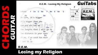 LOSING MY RELIGION ✝ - R.E.M. ( Lyrics - GUITAR Chords 🎸- Karaoke ) chords