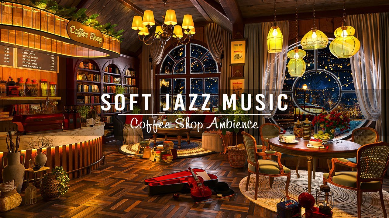 Soft Jazz Instrumental Music  Cozy Coffee Shop Ambience  Relaxing Piano Jazz Music for Study Work