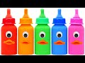 Satisfying Video | How To Make 5 Colors Kinetic Sand in Baby Milk Bottle Cutting ASMR By Sand Words