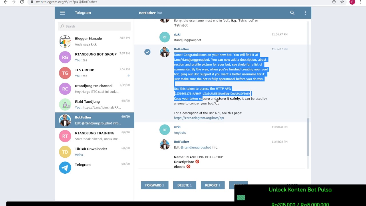 Bot Telegram Fungsi Untuk Kick Dan Ban User Dari Group Channel Youtube