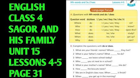 English Class 4 | Unit 15 |‌ Sagor and His Family | Lessons 4-5 | Page 31 #class4unit15 #class4eng