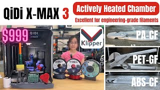 QiDi XMAX 3: A Klipper Firmware CoreXY 3D Printer with a Fully Enclosed Actively Heated Chamber