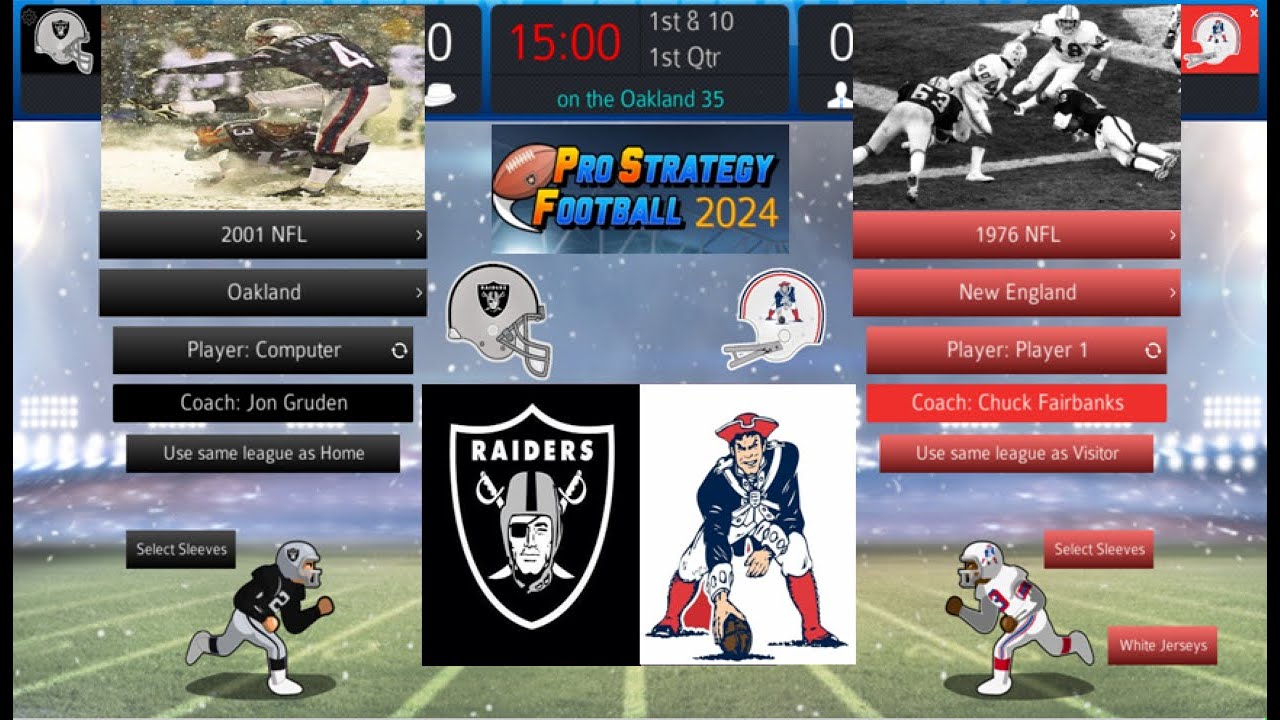 Pro Strategy Football 2024 - The Tuck 2001 & Roughing 1976 reimagined 2001 Raiders vs 1976 Patriots