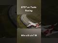 B737 vs Tesla racing 😮 #aviation #airplane #airlines #speed #racing #tesla