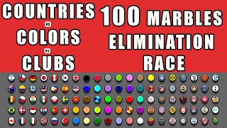 Countries vs Colors vs Clubs Elimination Marble Race in Algodoo \ Marble Race King