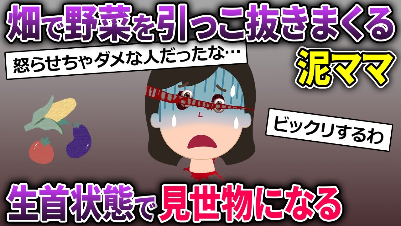 【泥ママ】畑で野菜を引っこ抜きまくる泥ママ→生首状態で見世物になる【2ch修羅場スレ・ゆっくり解説】