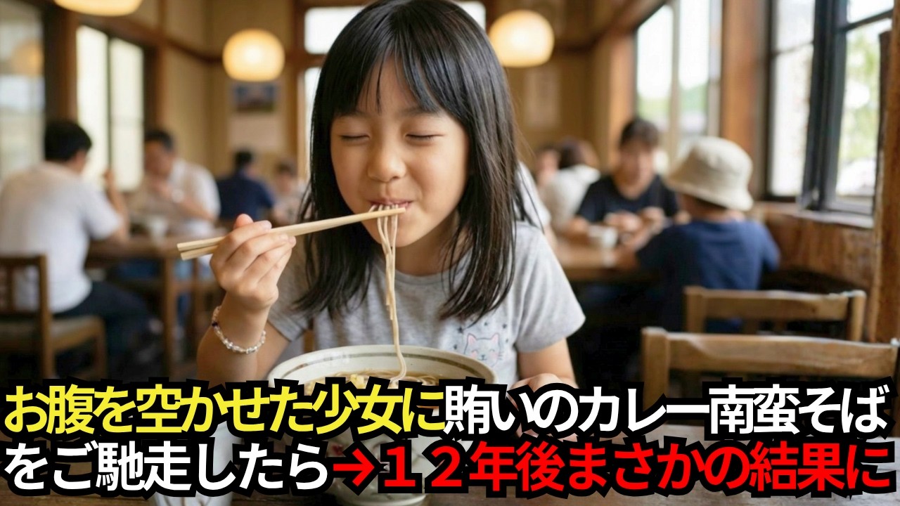 土砂降りの雨の中、傘もささず震えていた8歳の少女にカレー南蛮そばをご馳走→12年後、息子の開店初日に現れたひとりの女性が一口すすった瞬間、ボロボロと涙をこぼし始め…【感動する話】