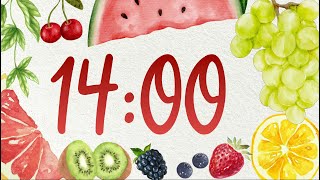 14 Minute Cute Summer Fruit Classroom Timer (No Music, Happy Wind Chimes Alarm at End)