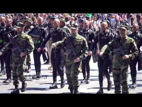 Greek soldiers chant slogans during Independence Day military parade -4K