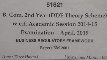 Mdu Bcom DDE 2nd Year Business Regulatory Framework Question Paper