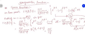 Hypergeometric function: Gauss Theorem. Lecture 5