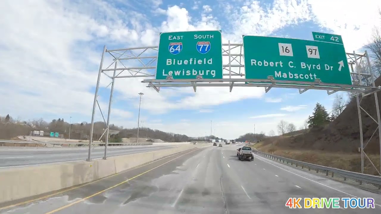 BECKLEY WEST VIRGINIA ROAD TOUR - TRAVELING IN I-77 TO WYTHEVILLE VA - DRIVING IN MOUNTAINS 4K