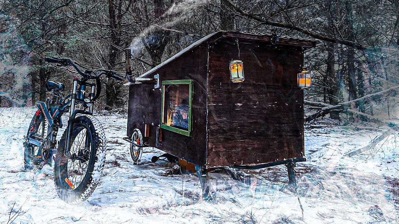 BIKE CAMPER IN EXTREME COLD with my Dog! (-10°F)